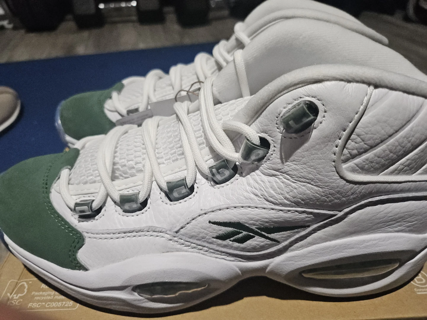 Reebok Question Mid White/Green Basketball Shoes - photo 5
