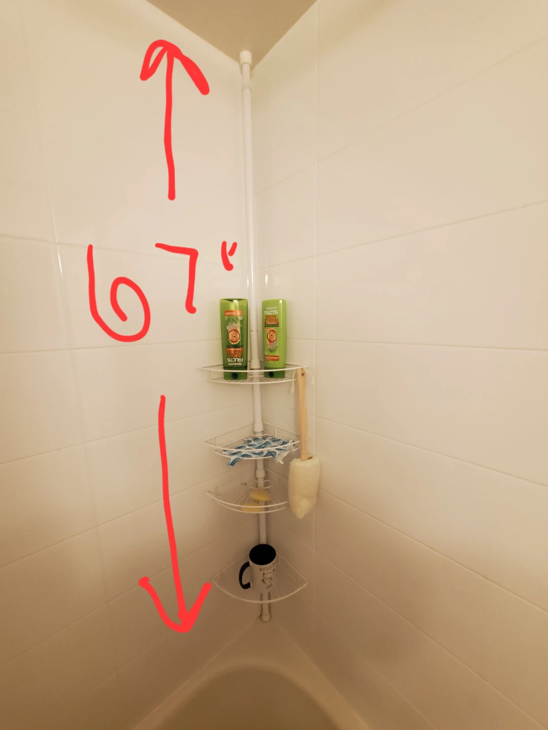 Tension Corner Shower Caddy Organizer - 67 Inches