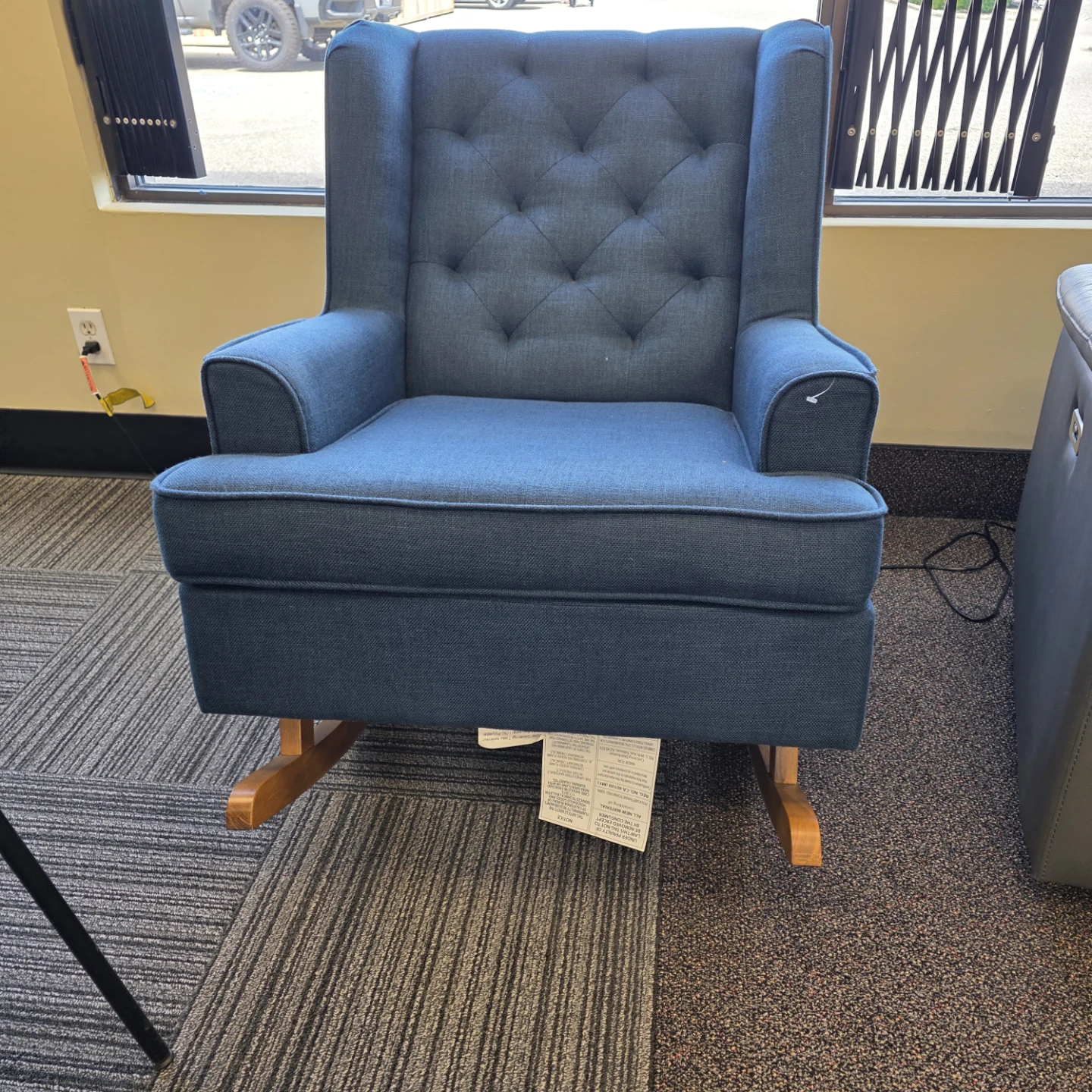 Blue Upholstered Rocking Chair