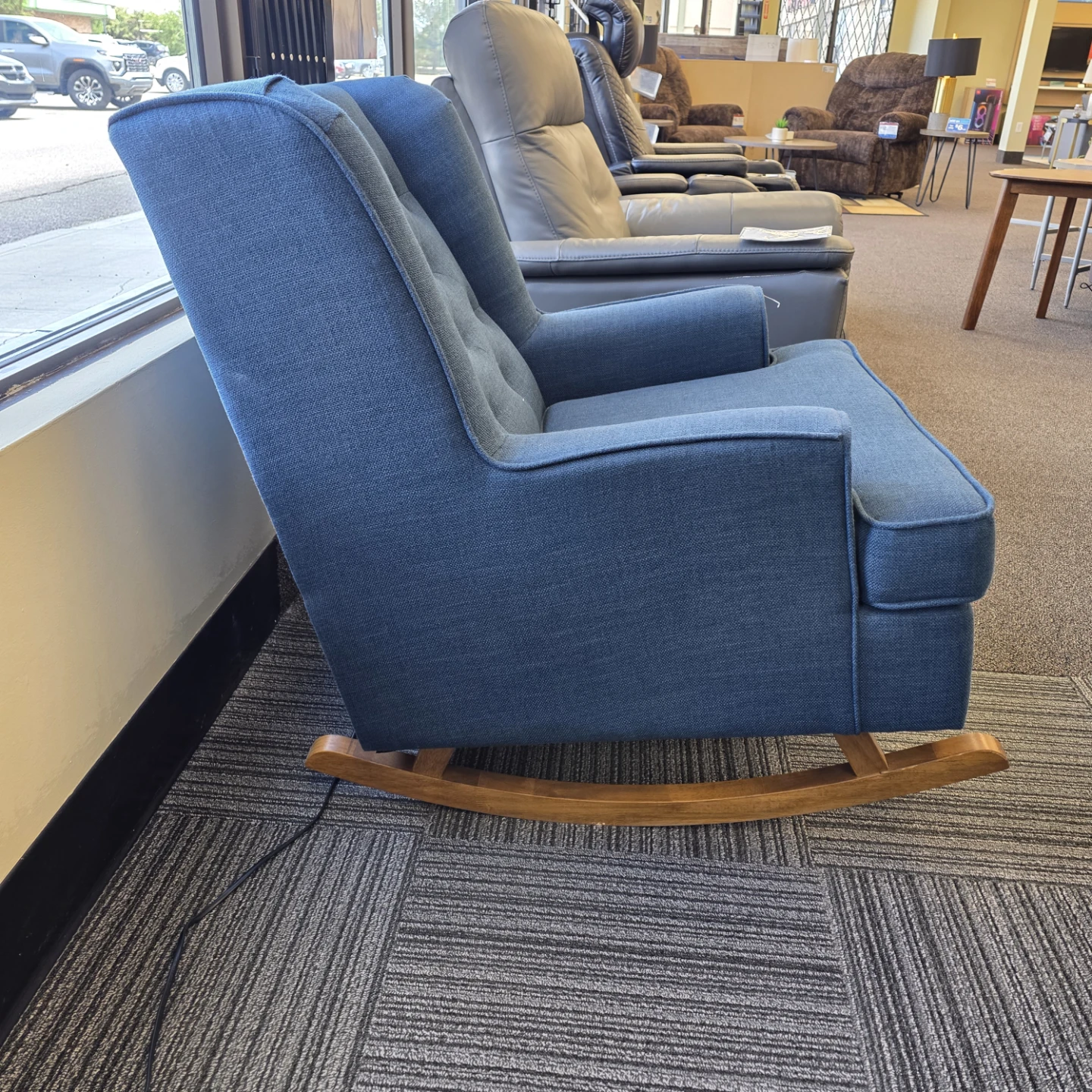 Blue Upholstered Rocking Chair - photo 2