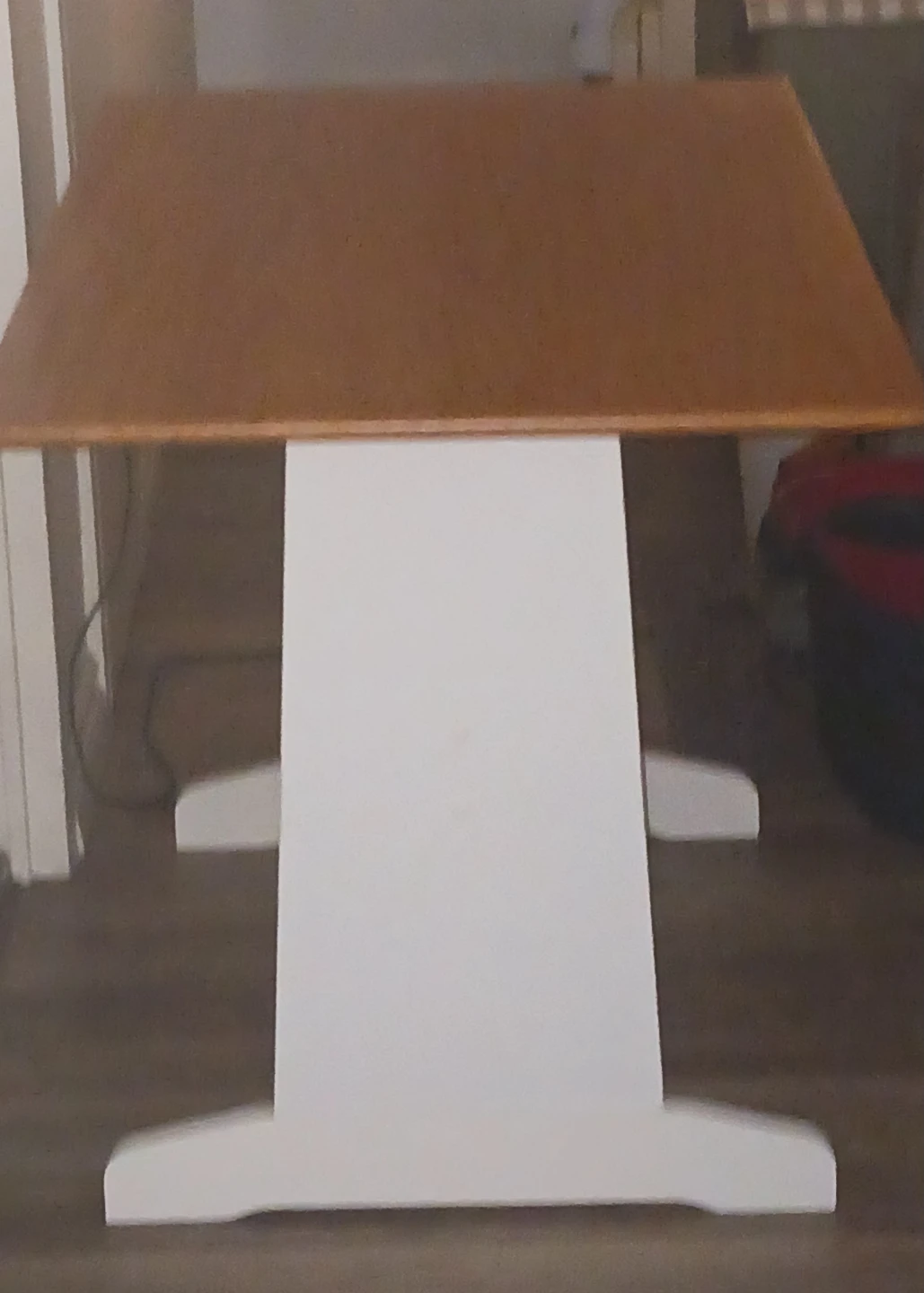 Wooden top table with white pedestal base - photo 4