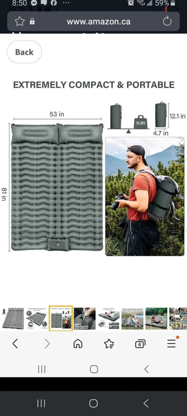 Double Camping Sleeping Pad 4" Ultra-Thick brand new - photo 2