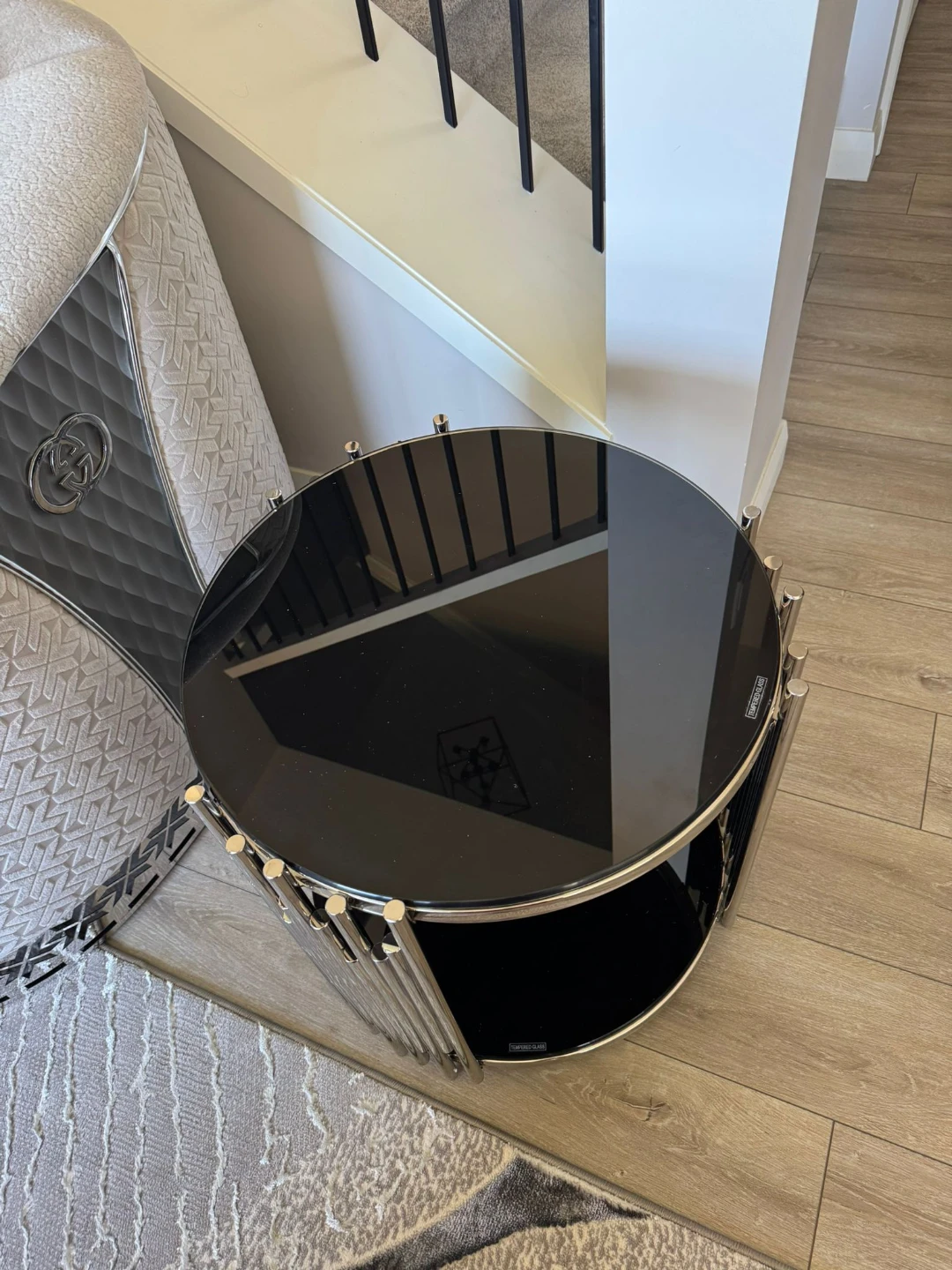 Black Glass Side Table