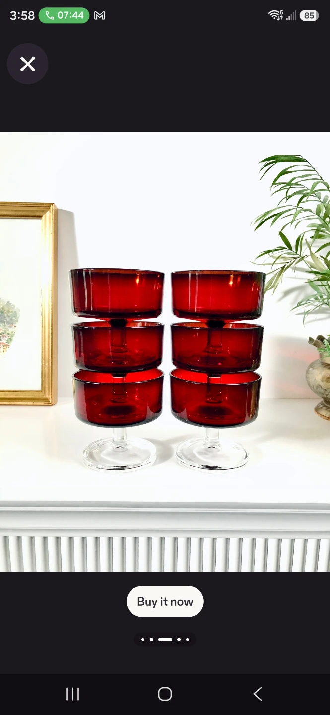 Set of 6 Red Glass Dessert Bowls - photo 2