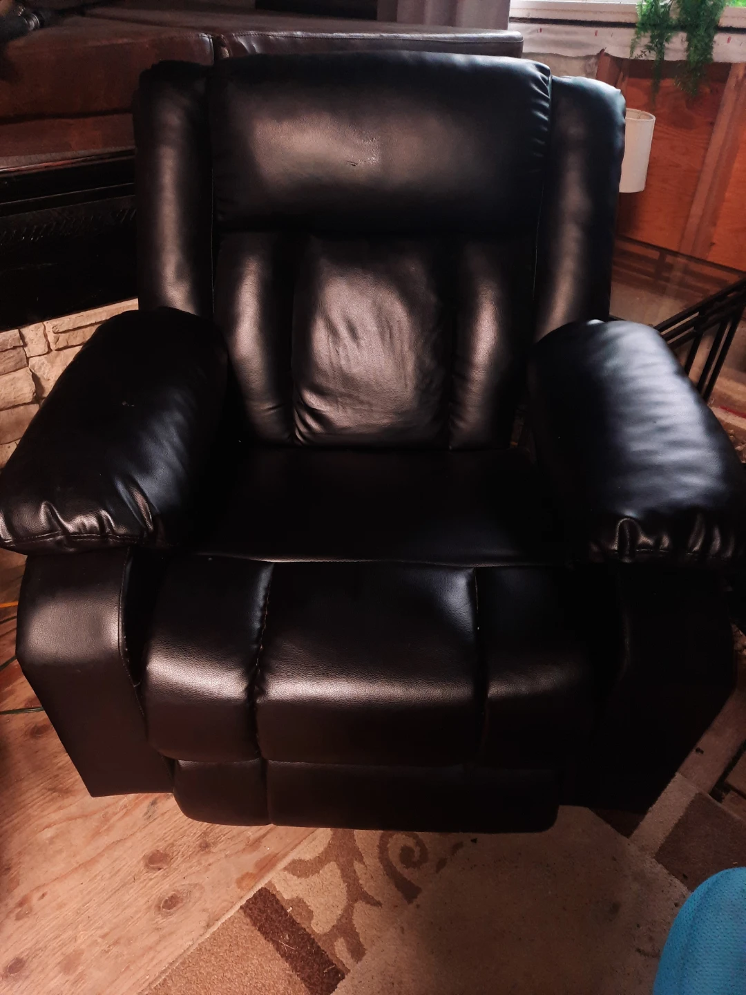 Black Faux Leather Recliner Chair - photo 5