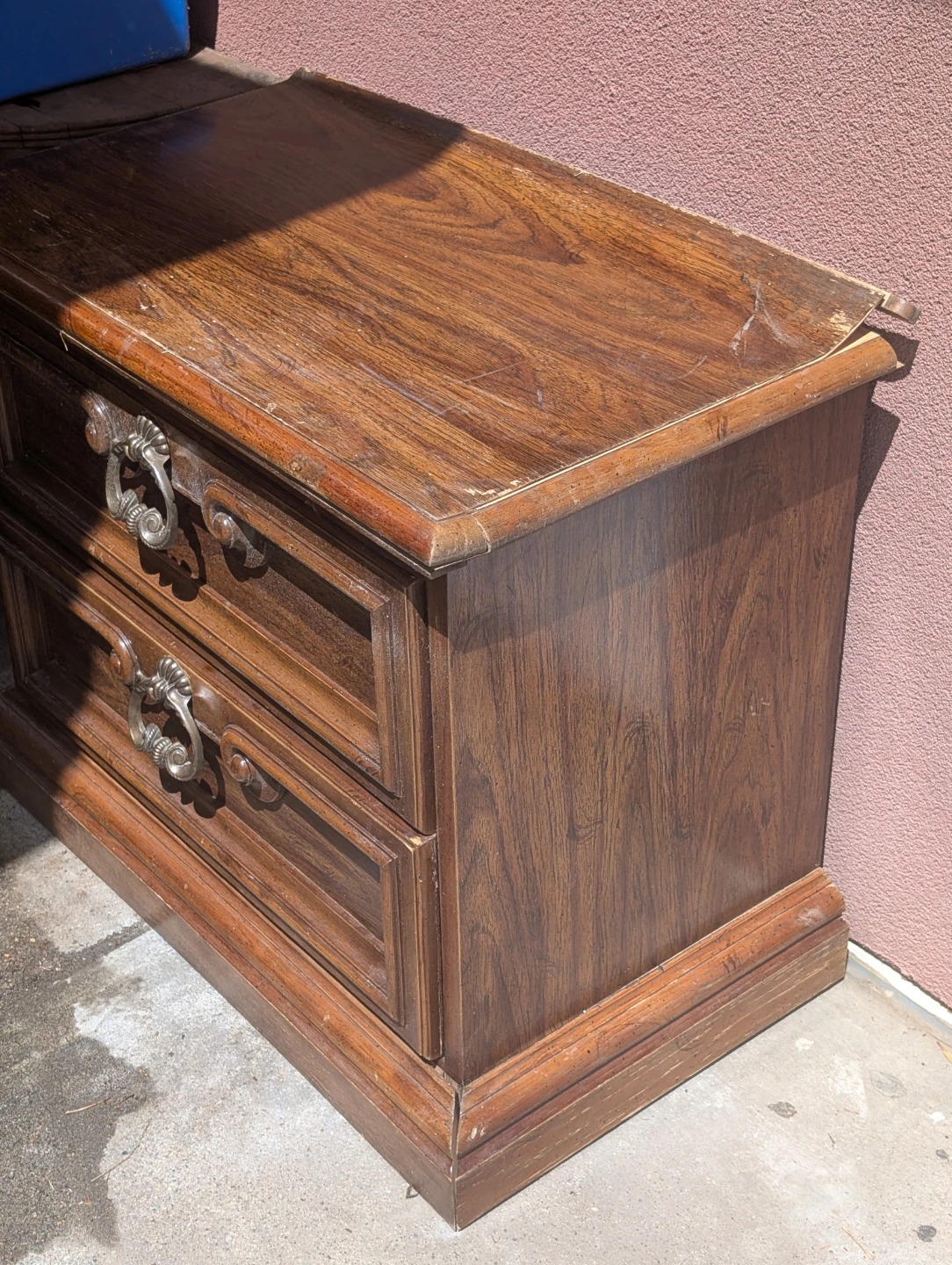 Vintage Wooden Nightstand with Two Drawers - photo 2