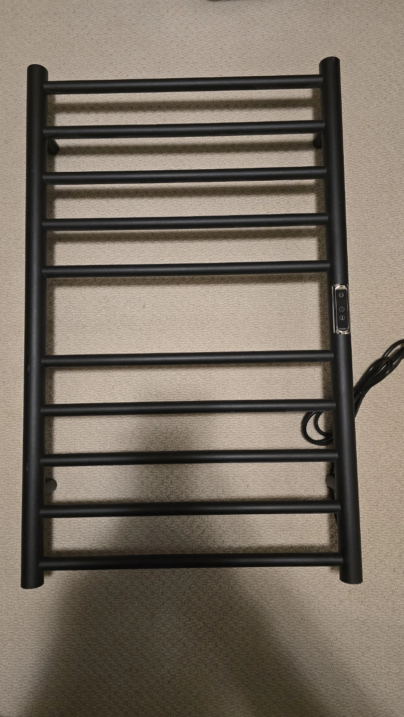 HOMCOM 10-Bar Heated Towel Rack 19.7" W x 31.5" H Plug-in Black