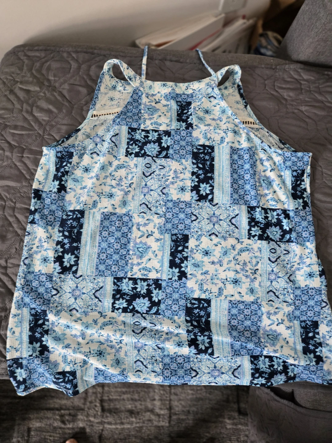 CUE Blue Patchwork Tank Top