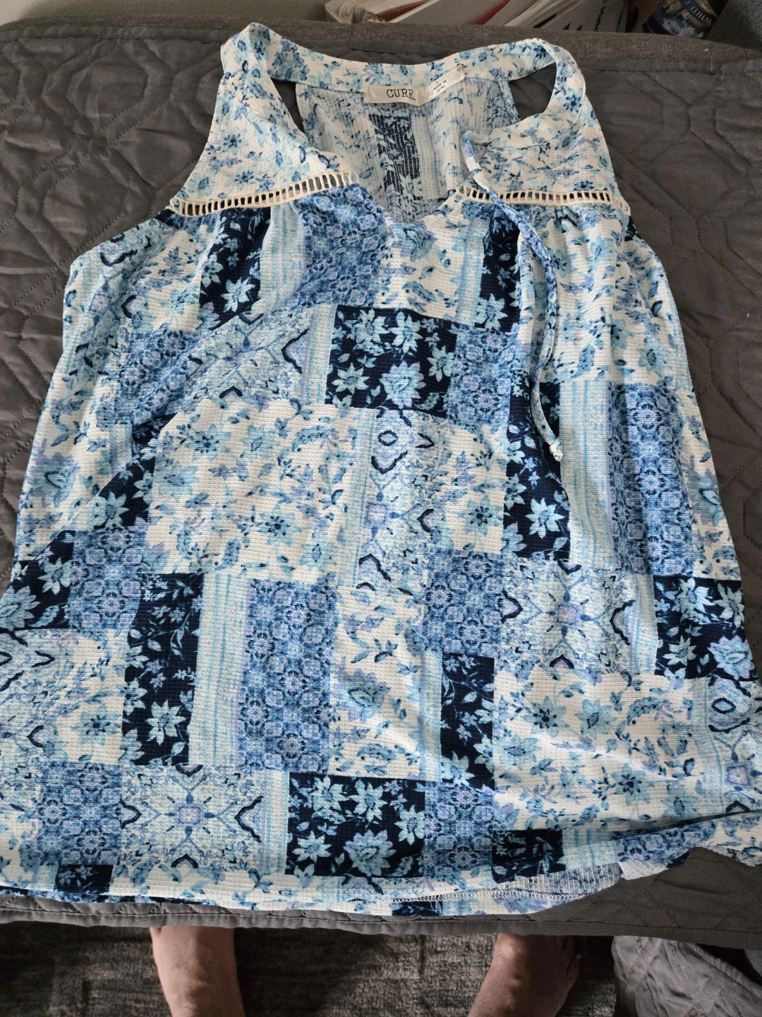 CUE Blue Patchwork Tank Top - photo 2