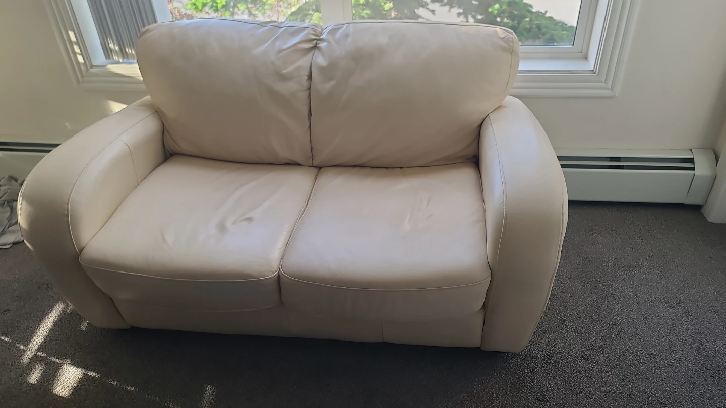 Cream Leather Sofa and Loveseat Set - photo 2
