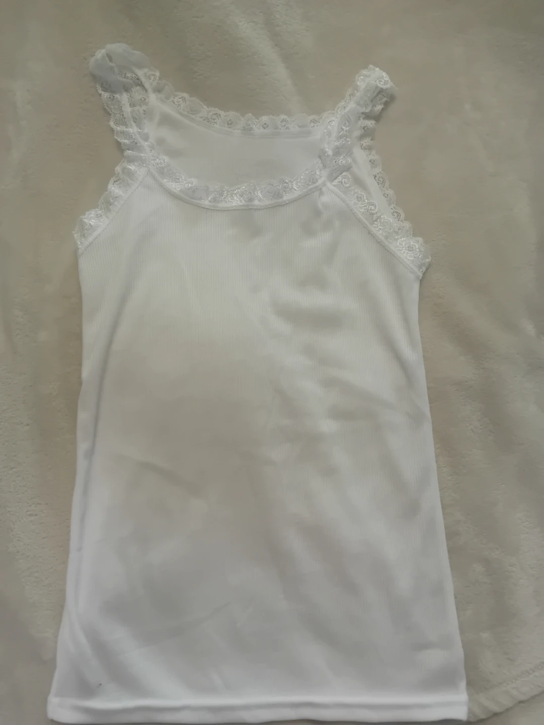 White Lace Trim Tank Top