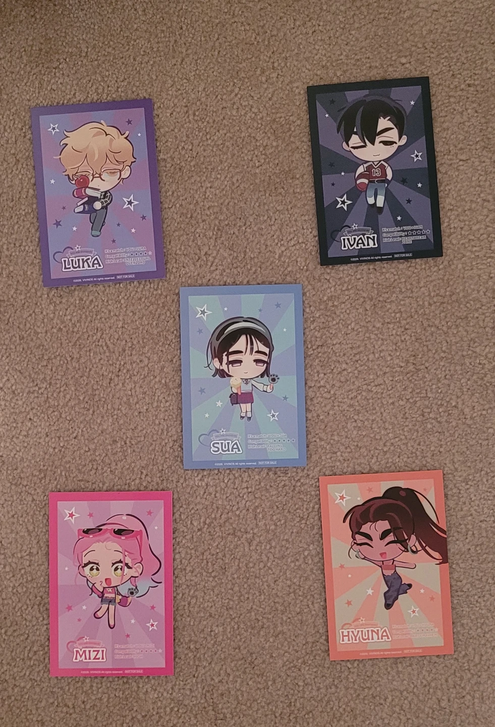 Chibi Character Photocards - Luka, Ivan, Sua, Mizi, Hyuna
