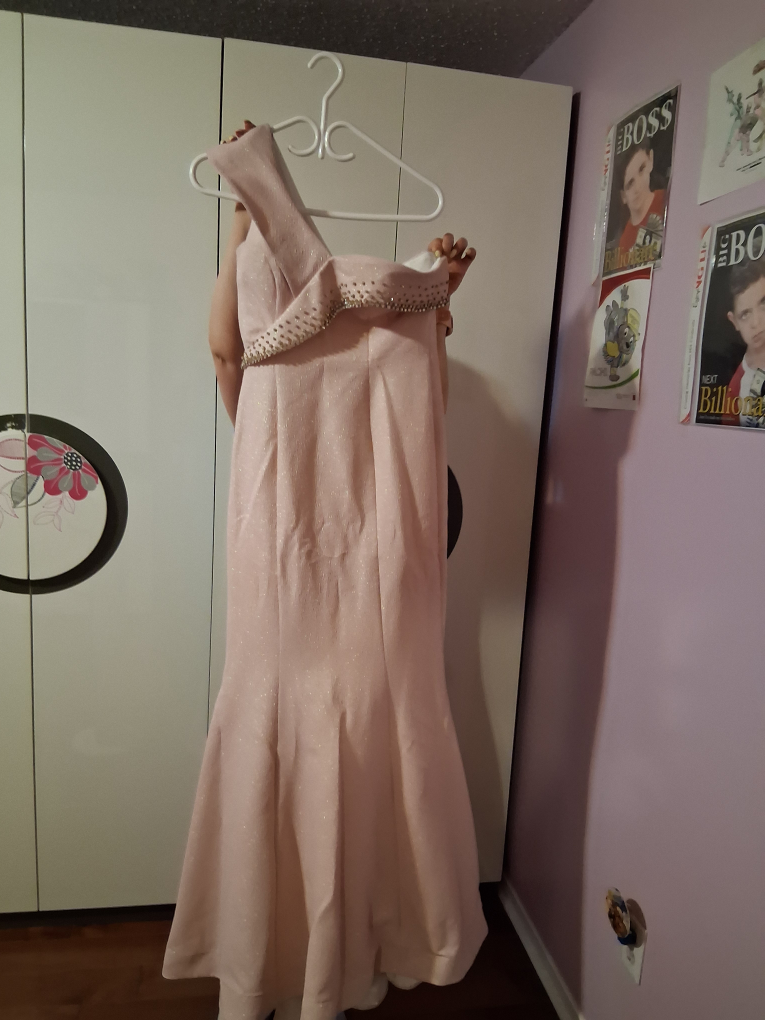 Pink Sparkly Mermaid Formal Gown