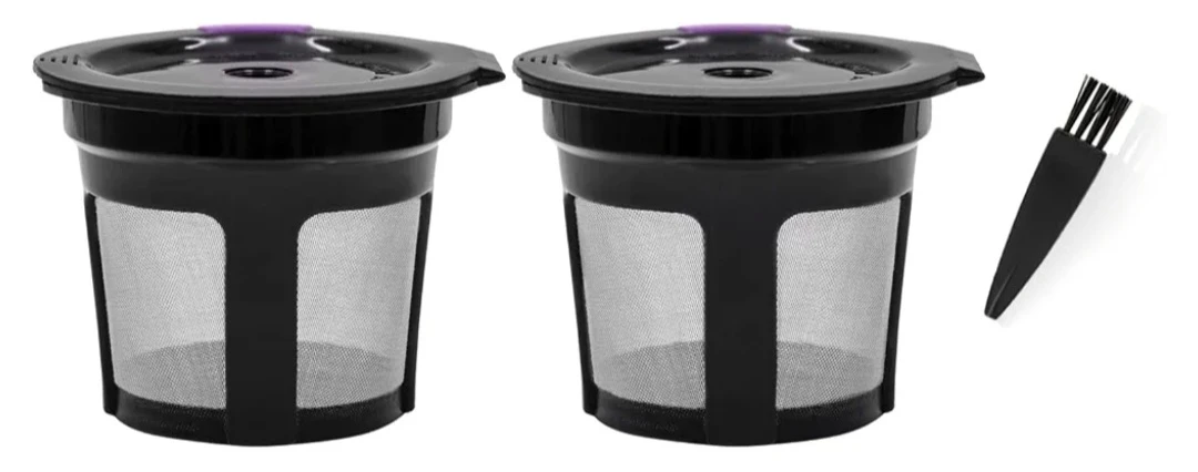 Reusable K-Cup Coffee Filter Pods (2-Pack) with Brush