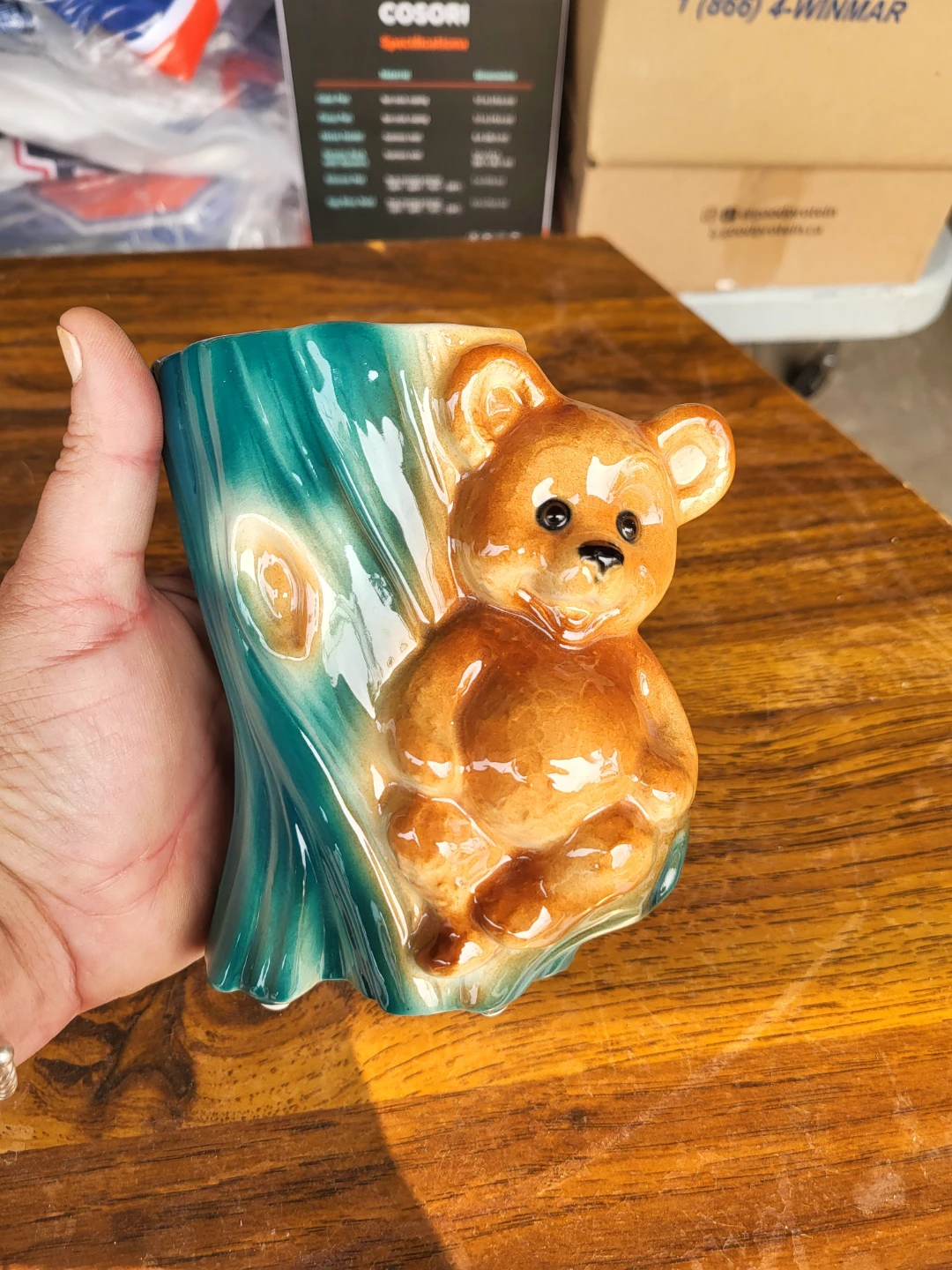 Vintage Ceramic Teddy Bear Planter