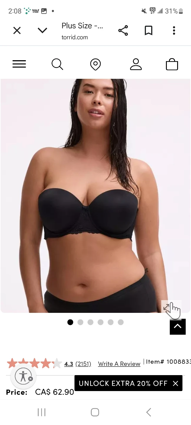 Torrid Black Strapless Bra