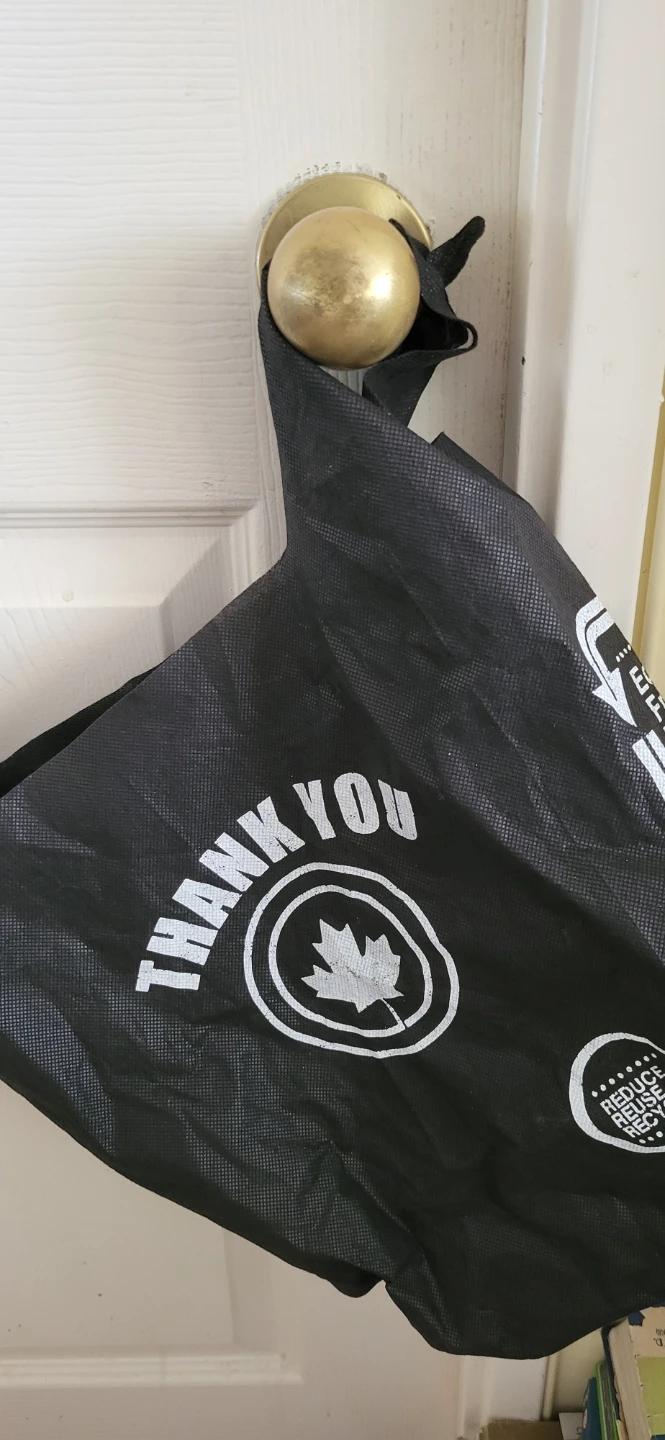 Black Reusable Shopping Bag with "Thank You" Print