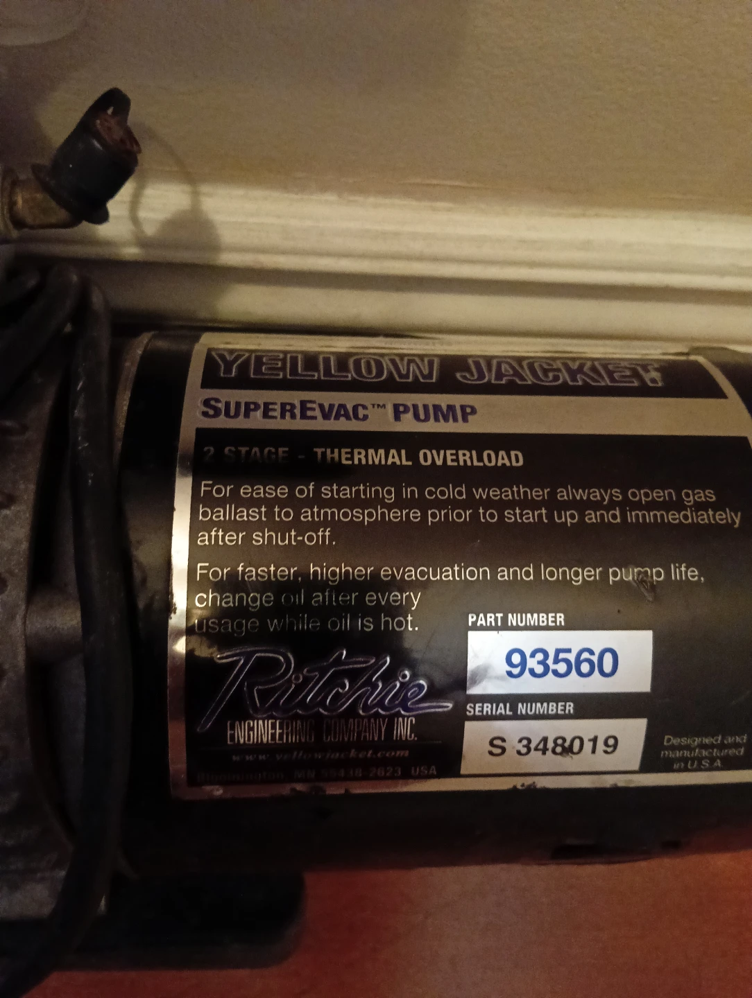 Yellow Jacket SuperEvac Pump 93560