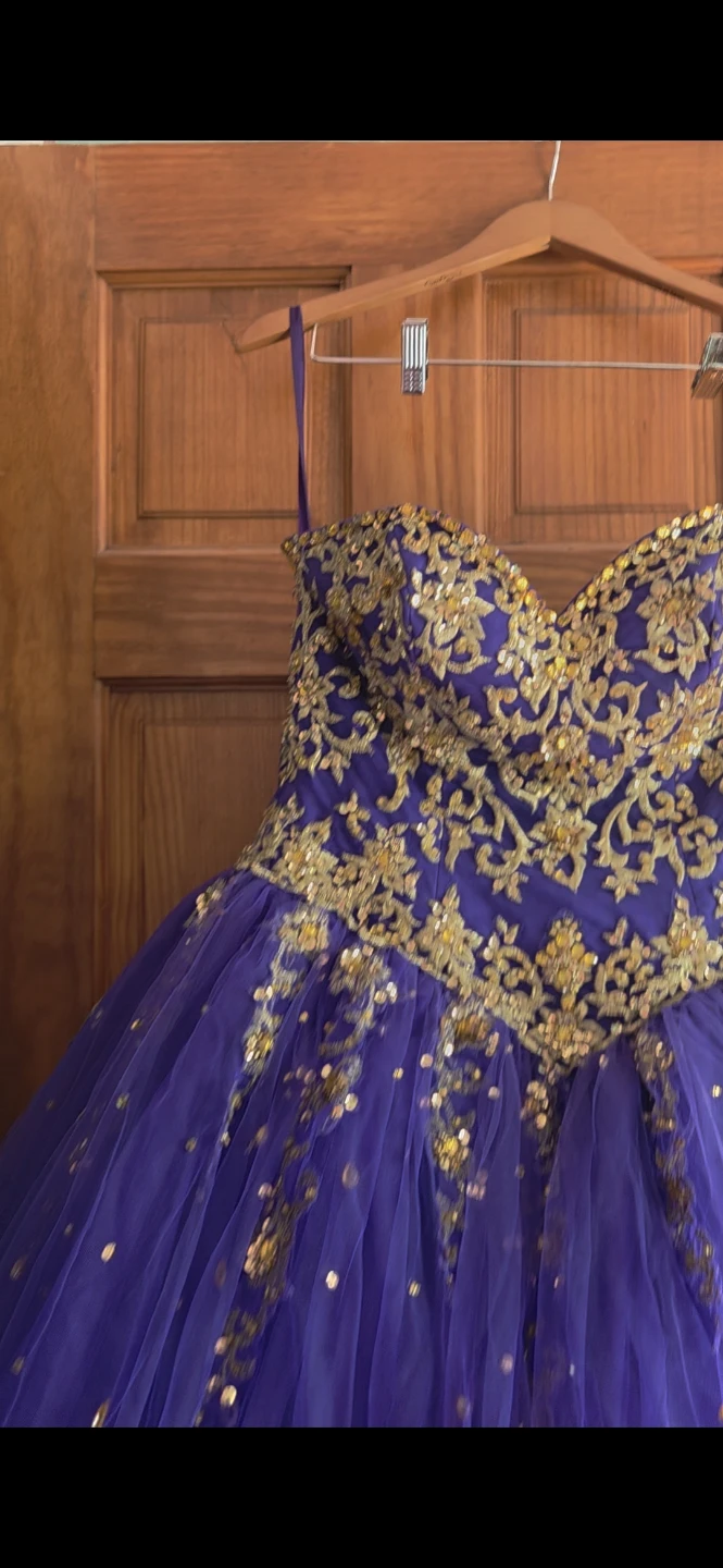 Purple Beaded and Sequined Formal Gown - photo 3