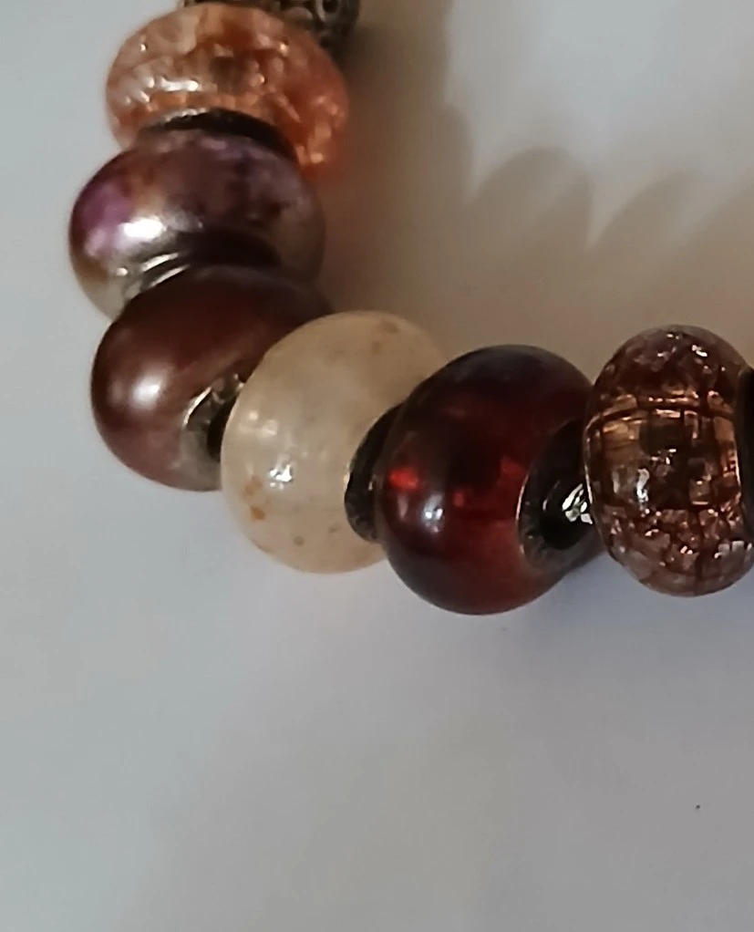 Set of 09 silver Mixed troll beads glass charms - photo 3
