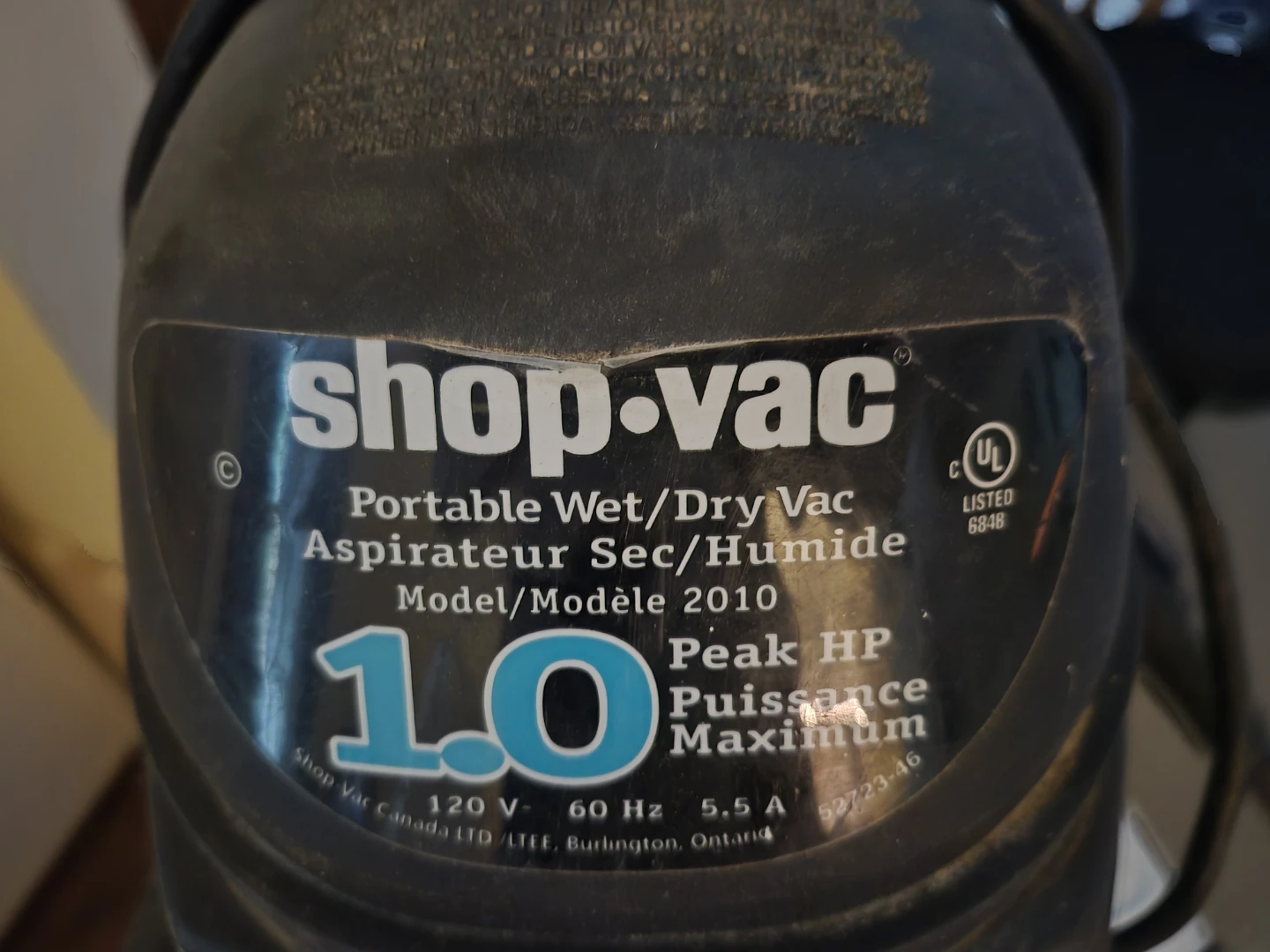Shop-Vac 1.0 Peak HP Portable Wet/Dry Vac - photo 2