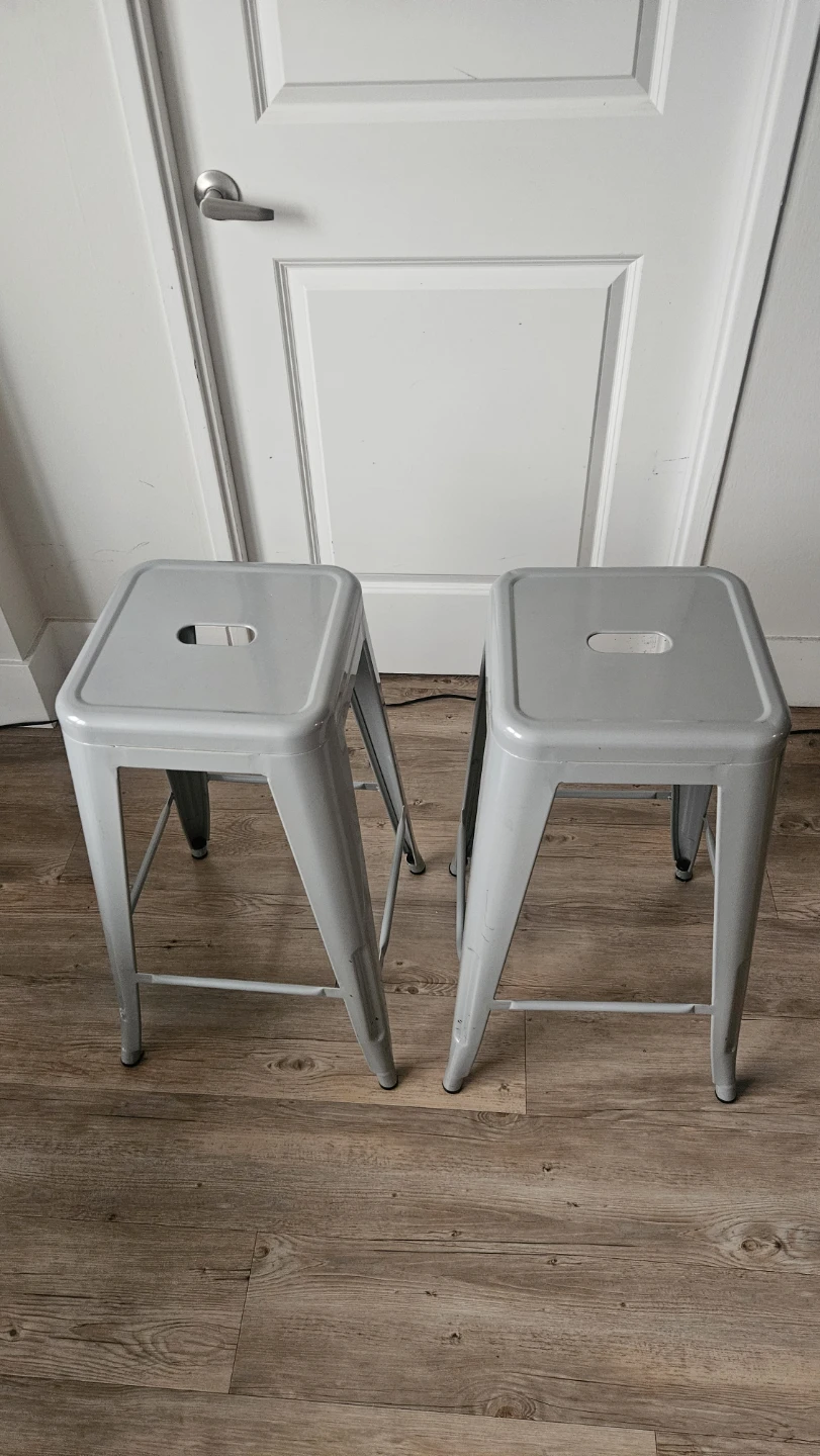 Set of 2 Grey Metal Bar Stools - photo 2