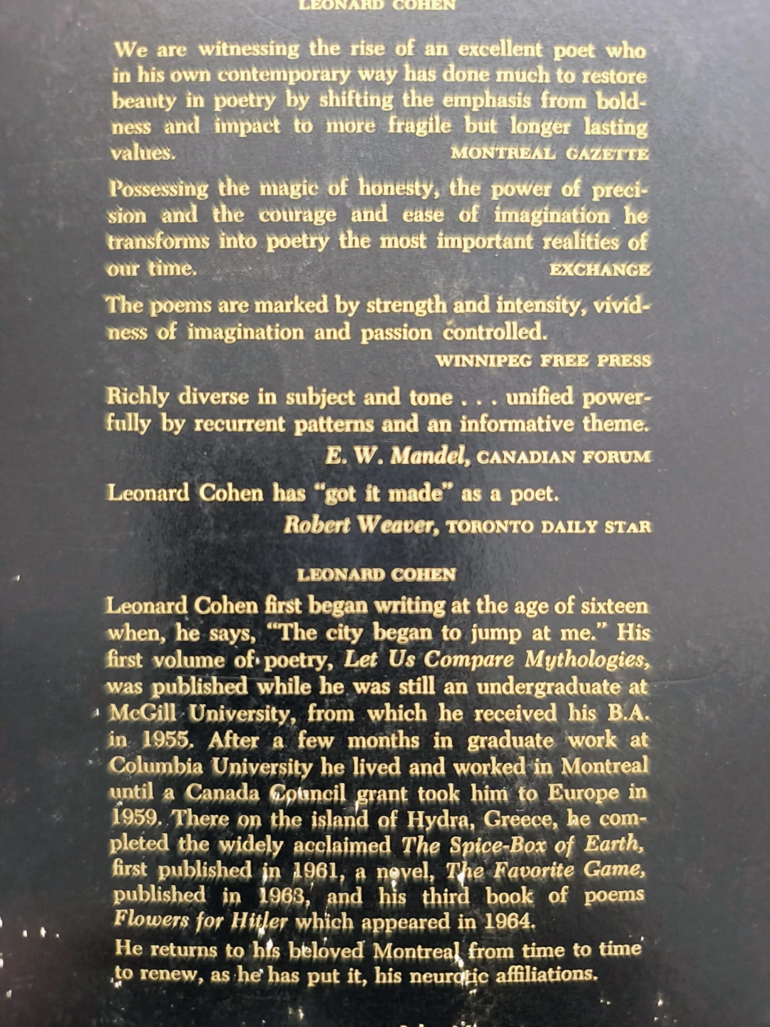 The Spice-Box of Earth, Leonard Cohen Book 1967 - photo 2