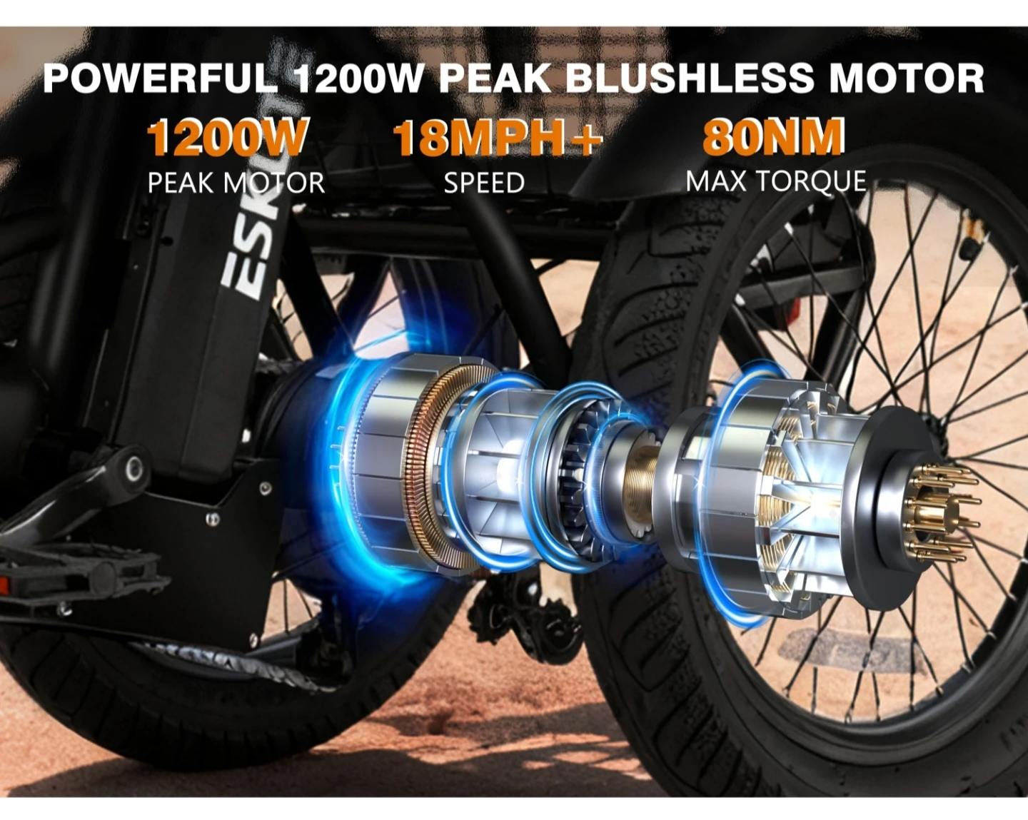 Eskute E-Bike T300 Trike Blue and Black - photo 3