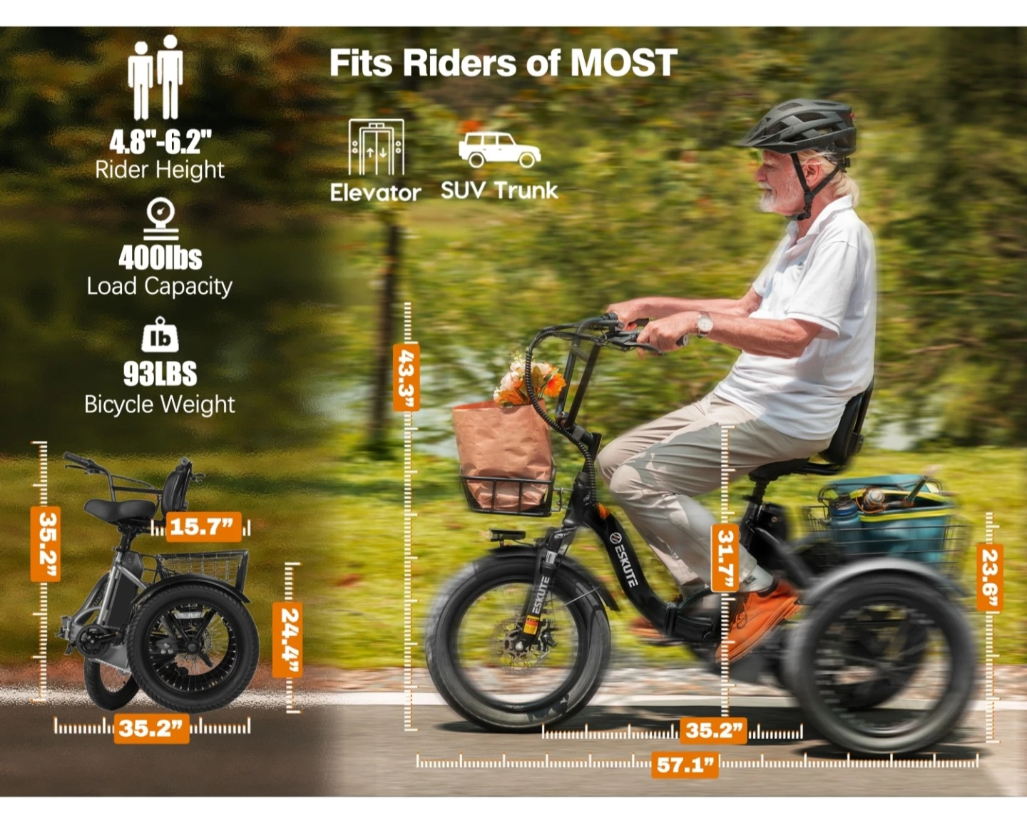 Eskute E-Bike T300 Trike Blue and Black - photo 5