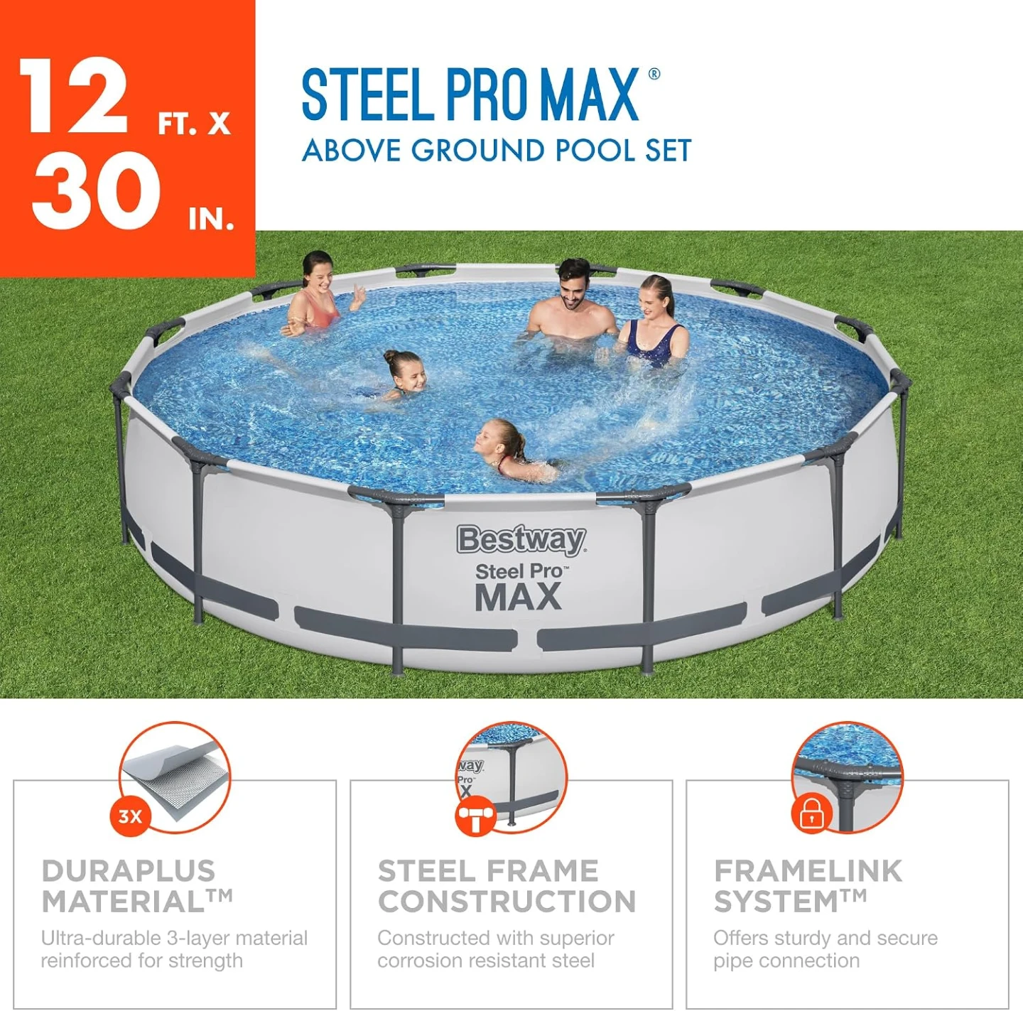 Bestway Steel Pro MAX Pool Set - 12 ft. x 30 in. - photo 2