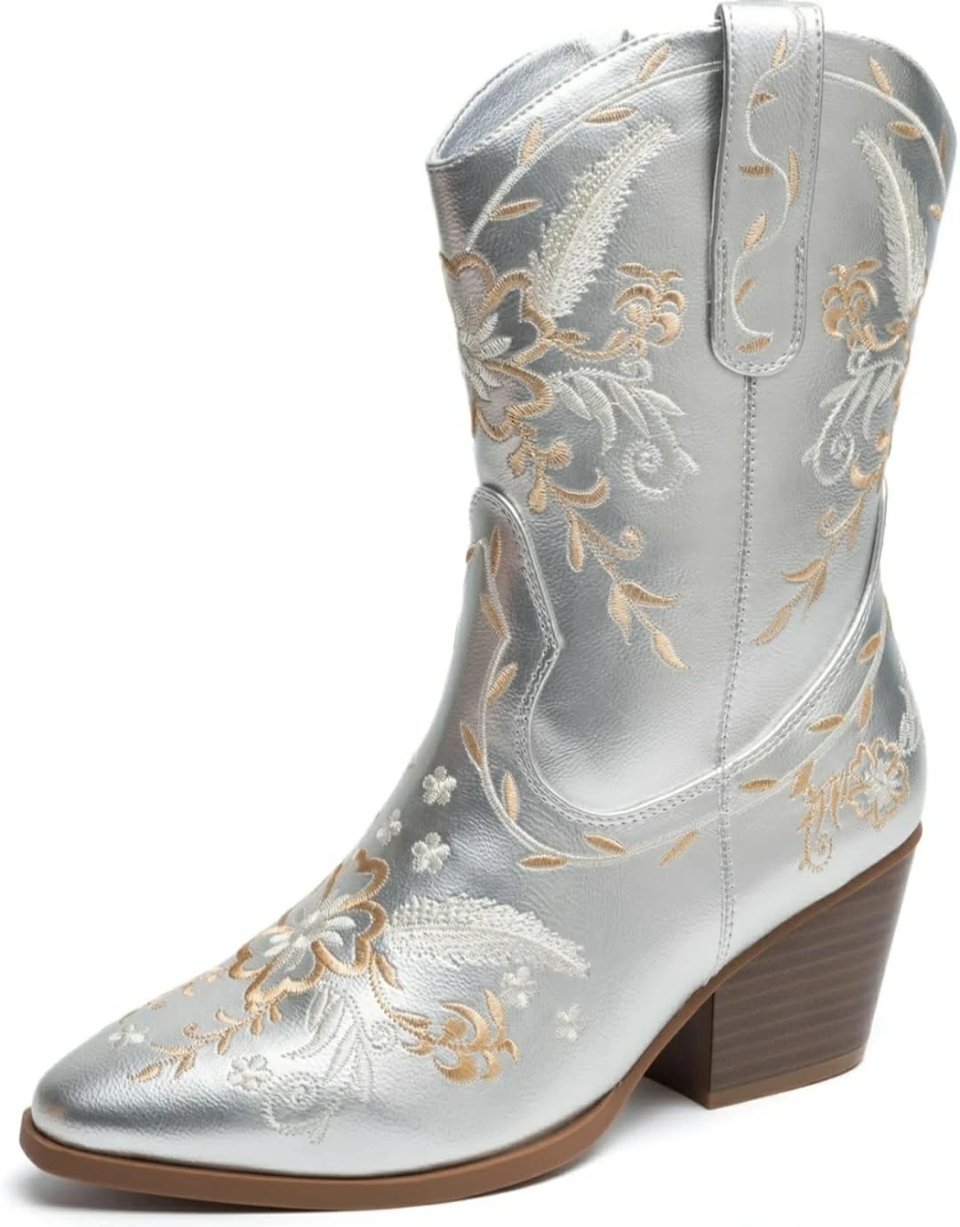 Women's Silver Embroidered Cowboy Boots - photo 3