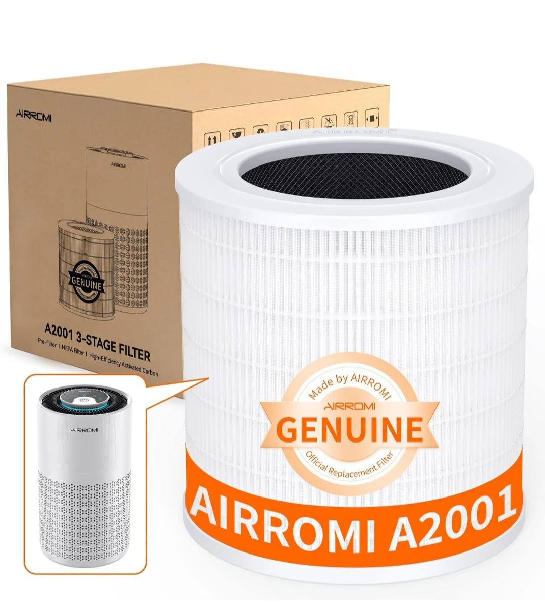 AIRROMI A2001 HEPA Air Purifier Replacement Filter, 3-In-1 ...
