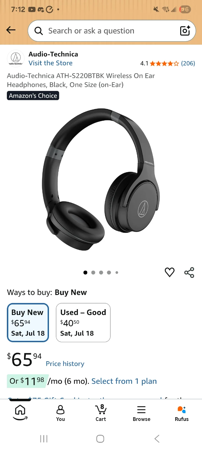Audio-Technica ATH-S220BTBK Wireless Headphones