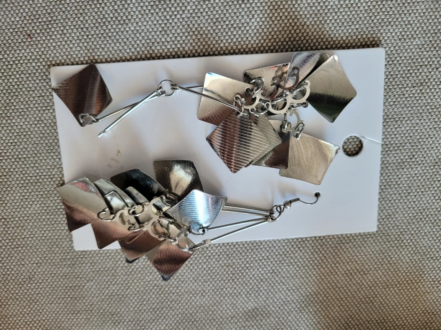 Silver Diamond Drop Earrings