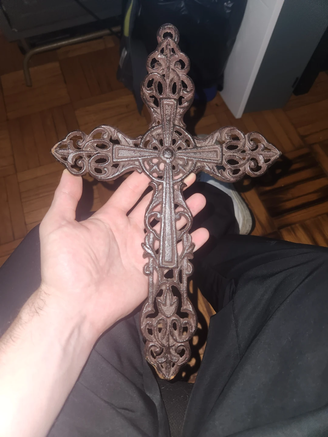 Ornate Cast Iron Cross Wall Decor