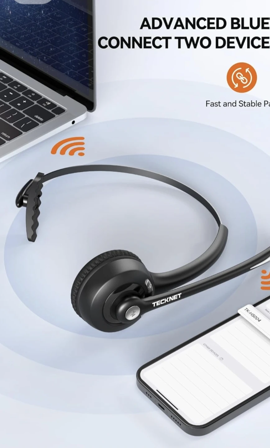 NewTECKNET Wireless Bluetooth Headset with Noise Cancelling - photo 2