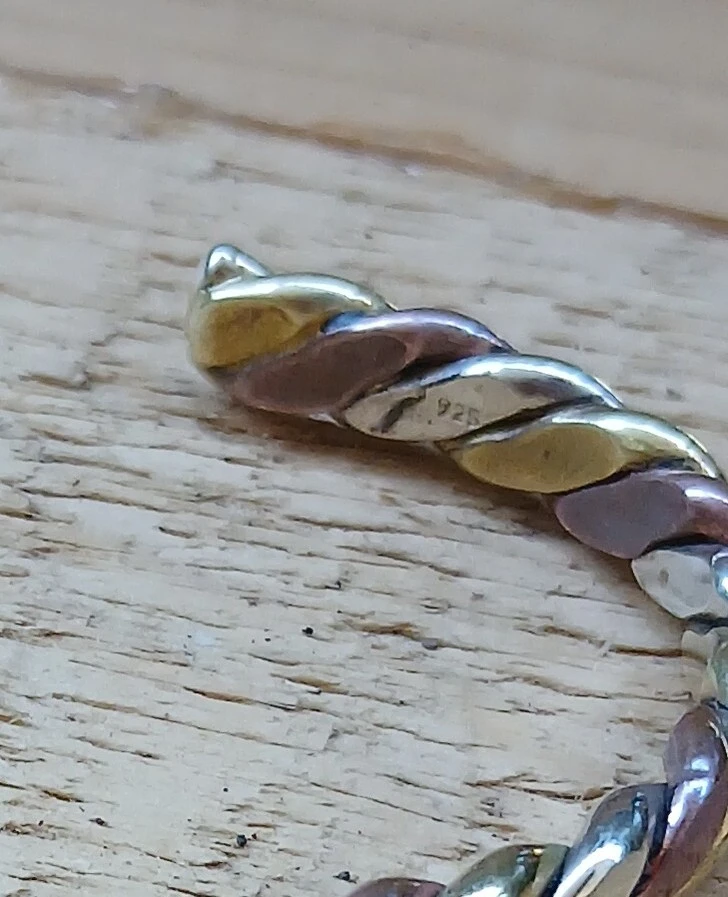 Sterling Silver & Mixed Metal Twisted Bangle Bracelet - photo 5
