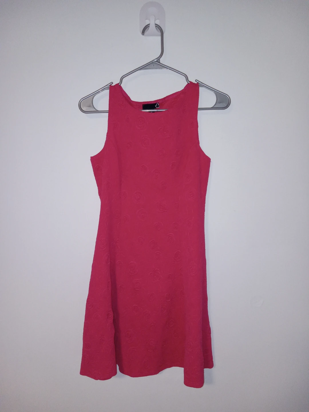 Pink Textured Rose Sleeveless Dress
