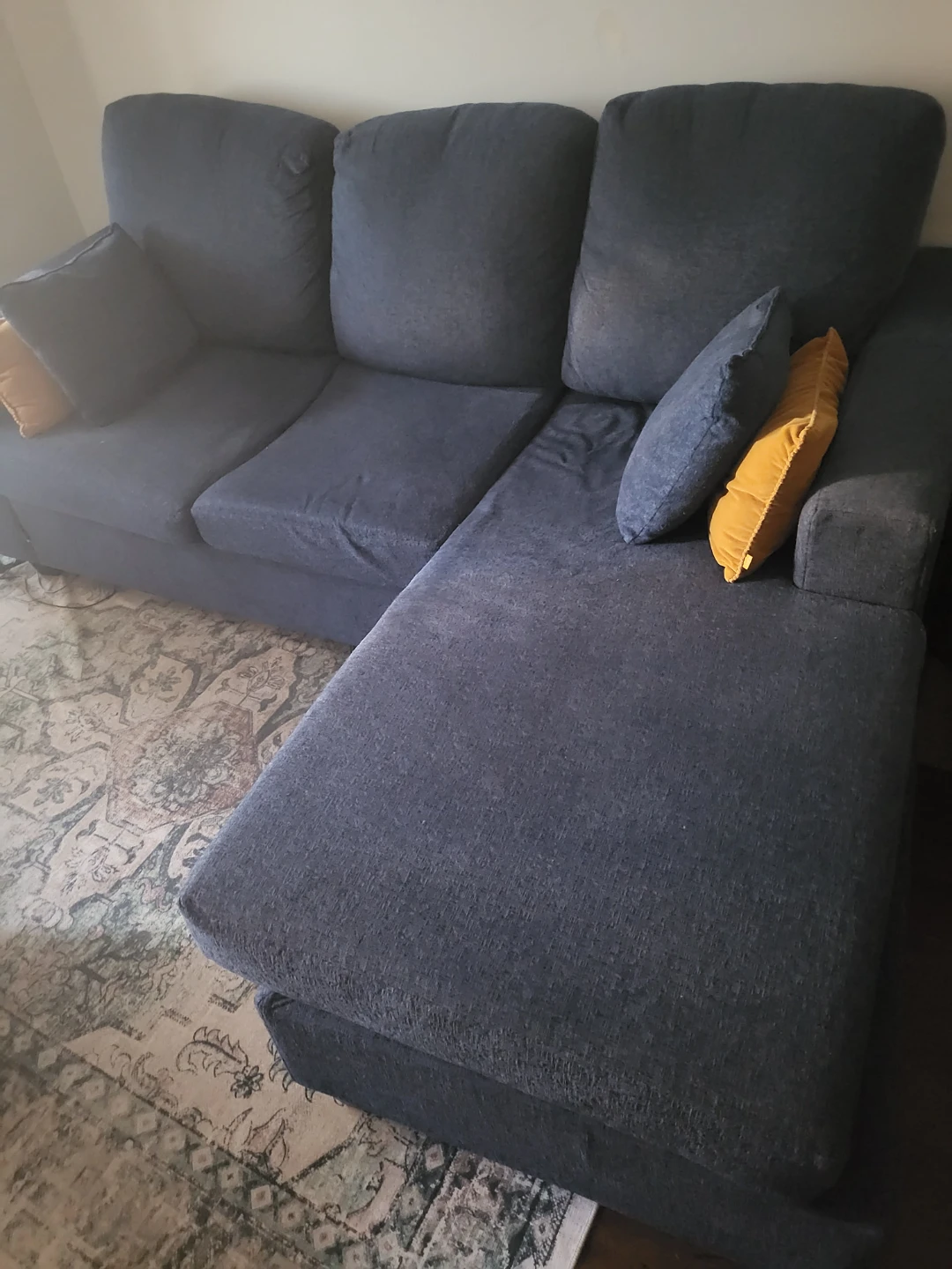 Dark Blue Sectional Sofa with Chaise - photo 2