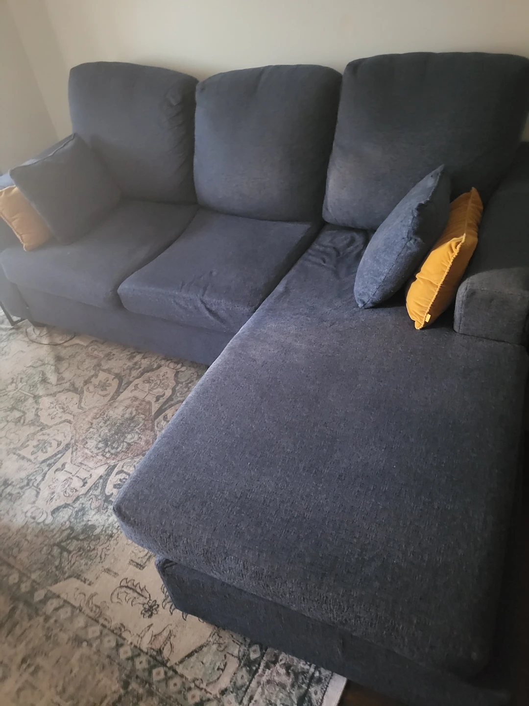 Dark Blue Sectional Sofa with Chaise - photo 4