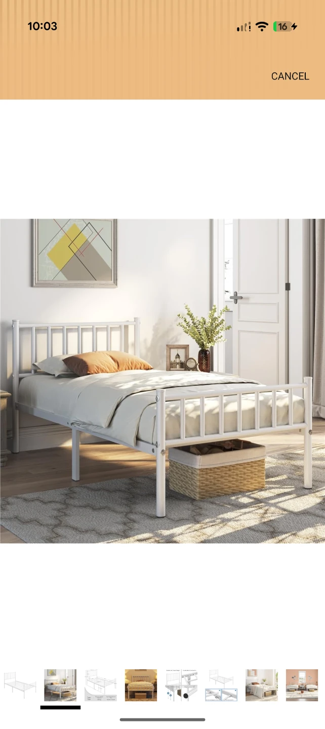 White Twin Metal Bed Frame