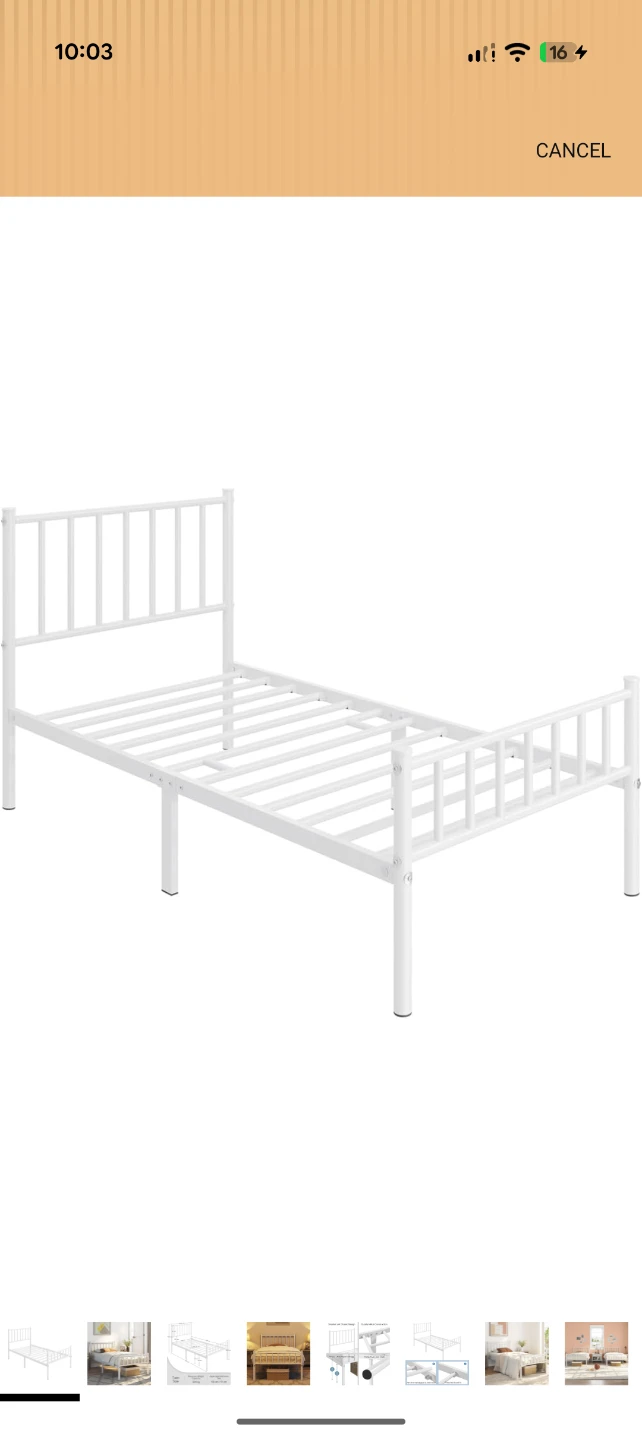 White Twin Metal Bed Frame - photo 3