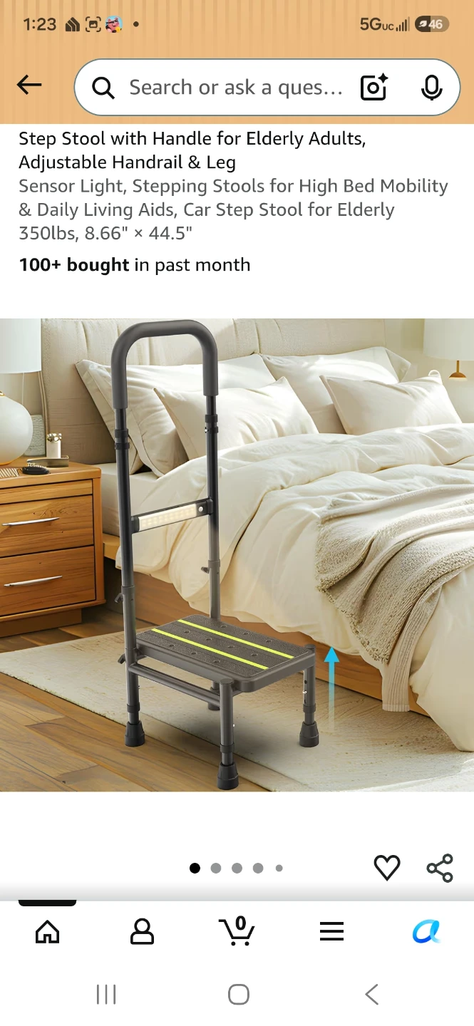 Step Stool with Handle and LED Night Light