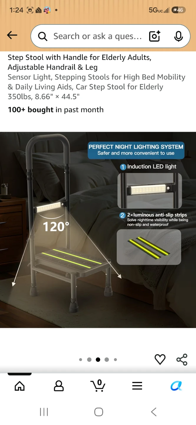 Step Stool with Handle and LED Night Light - photo 2