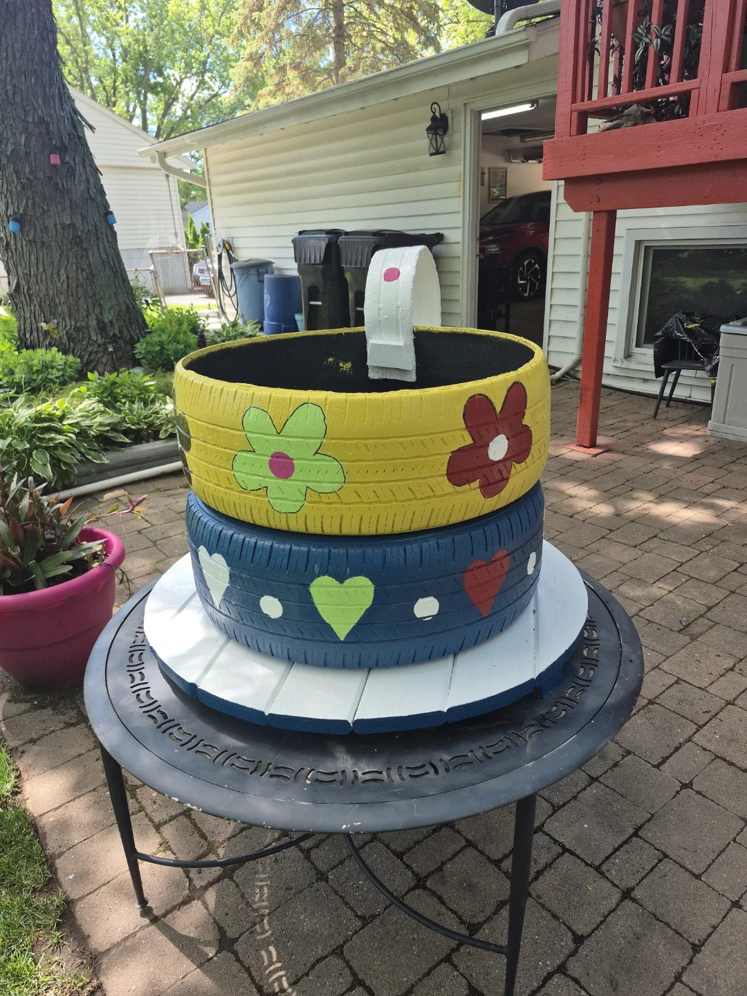 Recycled tire planter