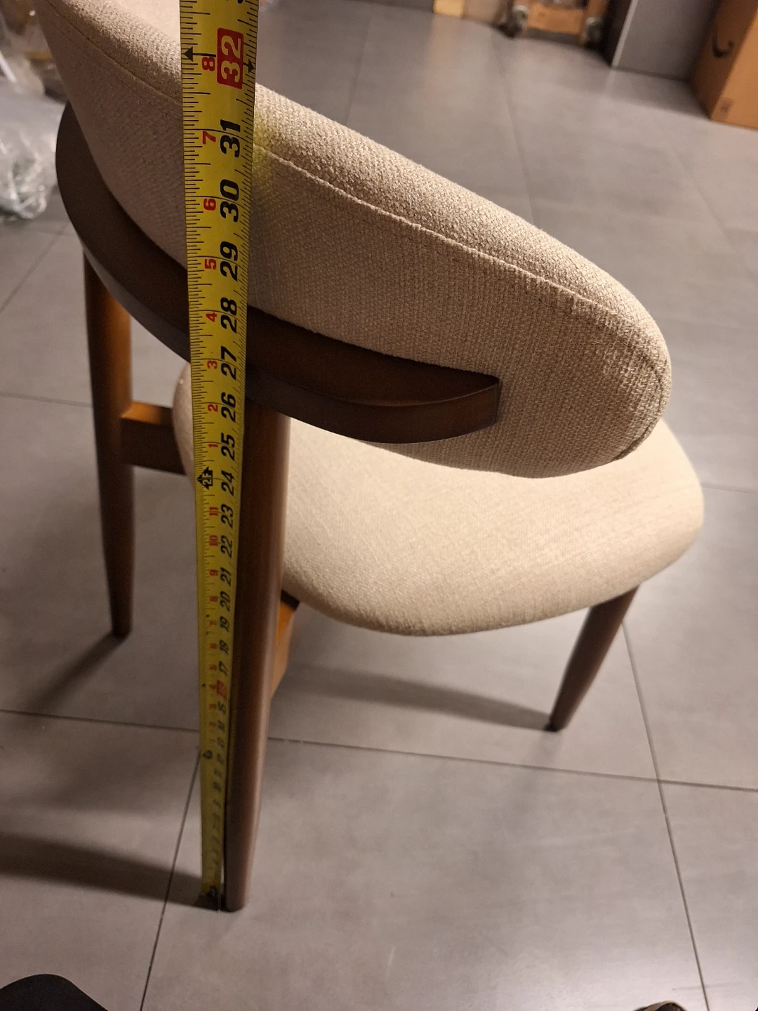 Cream Upholstered Dining Chairs with Wooden Frame - Set of 2 - photo 5