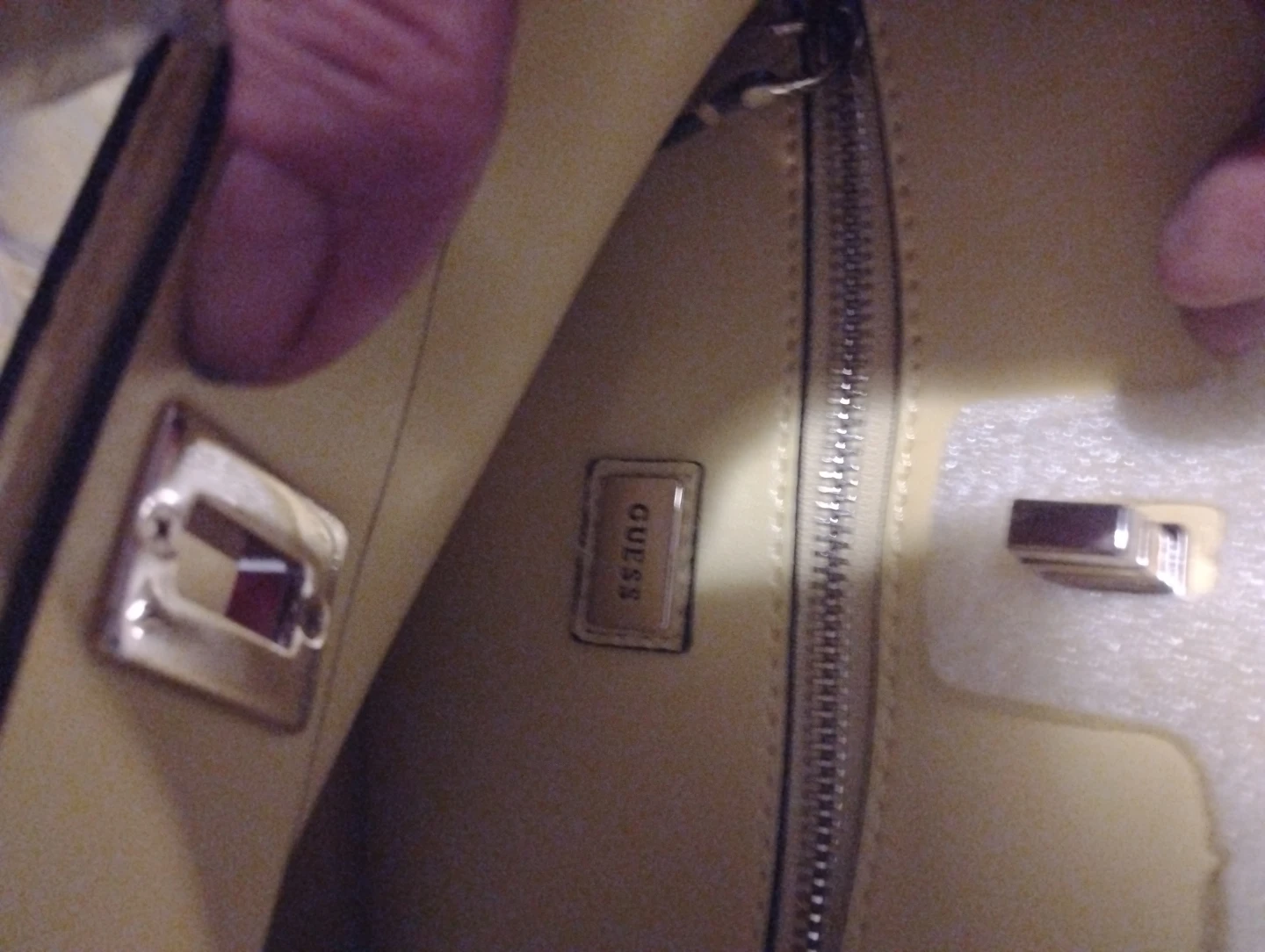 Guess Yellow Pebble Grain Satchel Handbag - photo 5