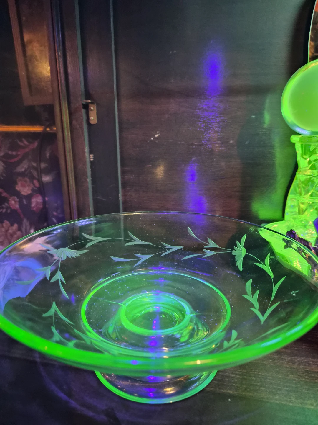 Uranium depression glass bowl