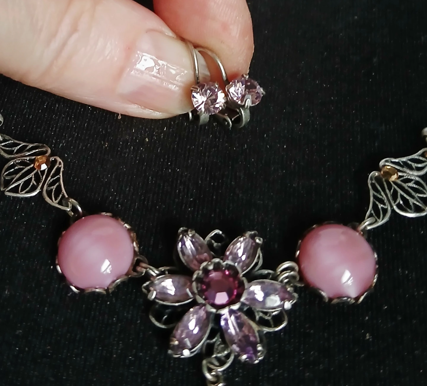 Pink Gemstone Necklace, Ring & Earrings Set - photo 4