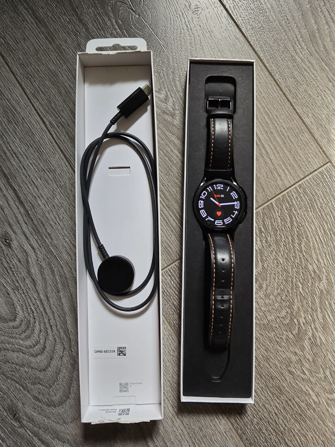 Samsung Galaxy Watch with Leather Band and Charger - photo 2